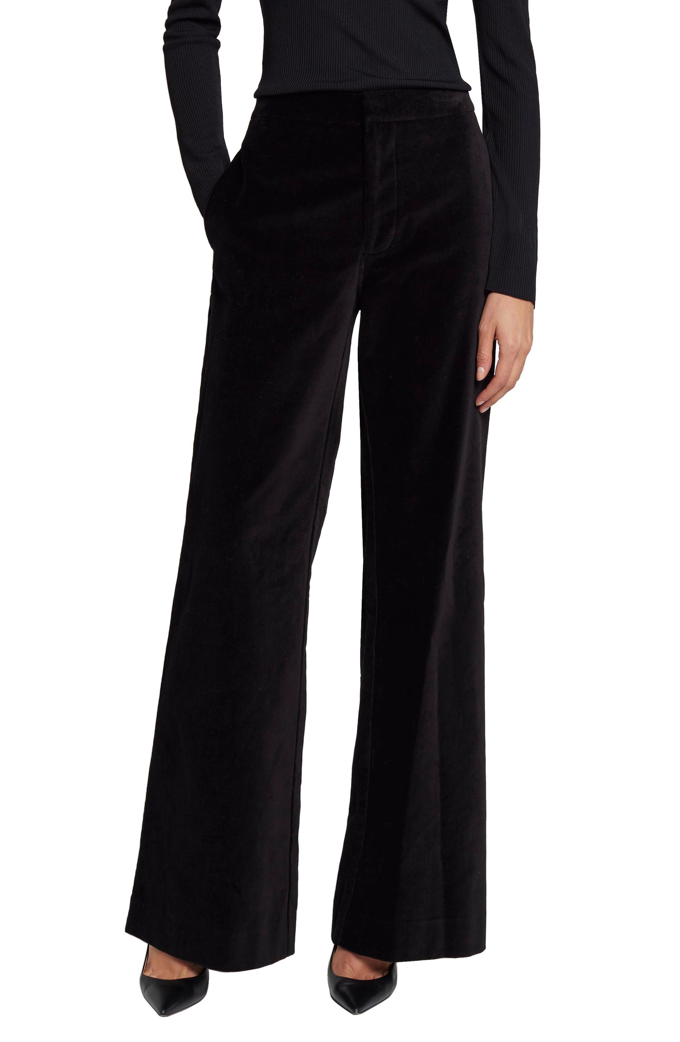 7 For All Mankind Tailored Modern Dojo High Waist Flare Velvet Pants in  Black