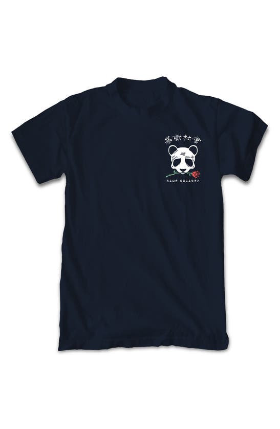 Shop Riot Society Panda Rose Graphic T-shirt In Navy