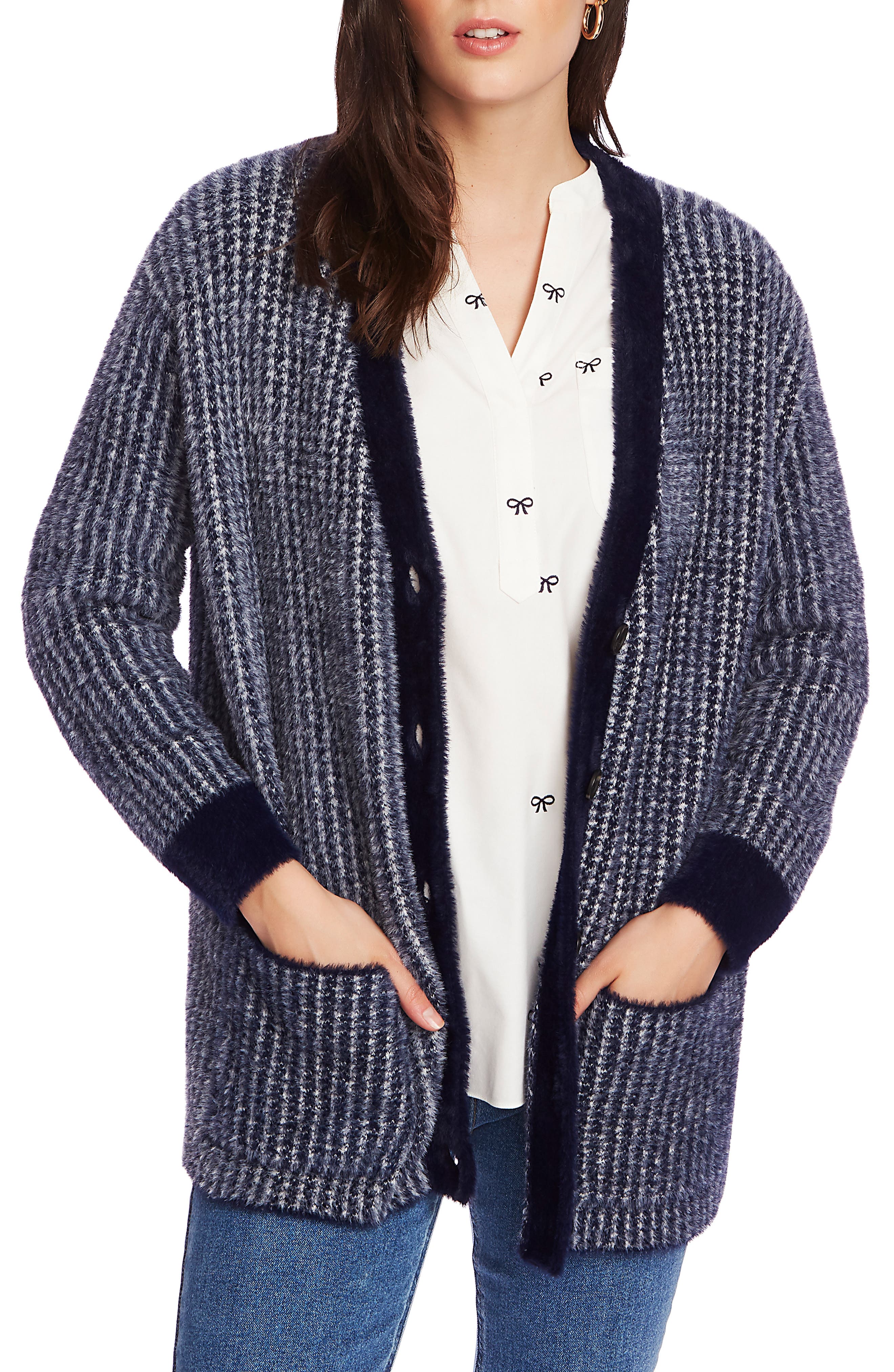 knitted navy cardigan womens