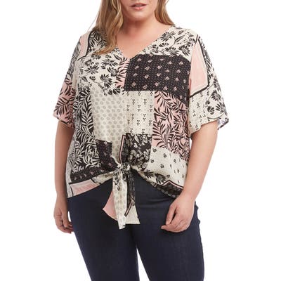 Plus Size Karen Kane Tie-Front Top, Pink
