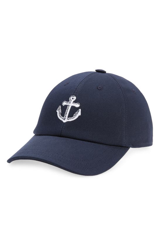 THOM BROWNE EMBROIDERED ANCHOR TWILL BASEBALL CAP