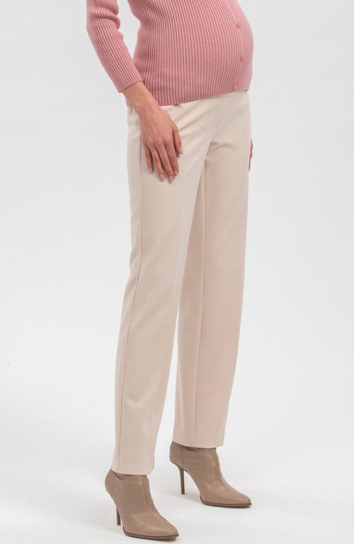 Pietro Brunelli Noah Adjustable Waist Straight Leg Maternity Pants In Medium Beige