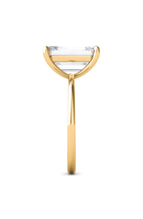 Hautecarat Radiant Cut Lab Created Diamond Ring In 3.00 Ctw 18k Yellow Gold