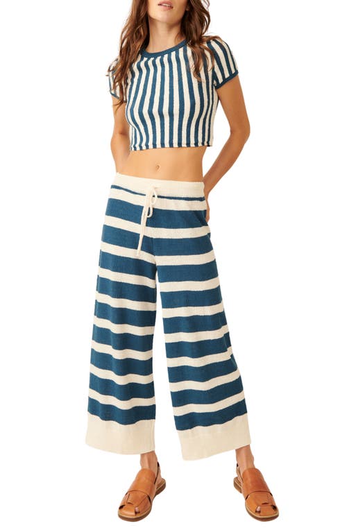 Free People Roberts Stripe Crop Top & Pants Set in Ivory Combo at Nordstrom, Size Large