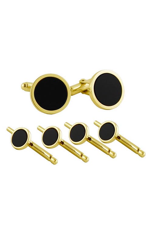 David Donahue Onyx Cuff Links & Shirt Stud Set in Gold at Nordstrom