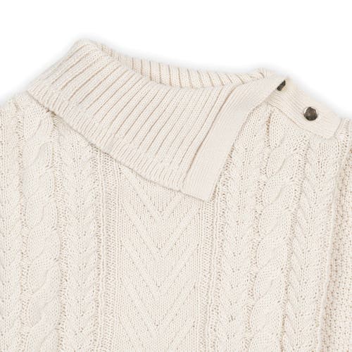 Shop Hope & Henry Baby Girls' Organic Split Collar Sweater Cape, Infant In Ivory Center Cable