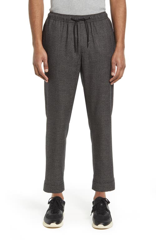 Open Edit Men's E-Waist Plaid Stretch Pants in Grey Mini Houndstooth