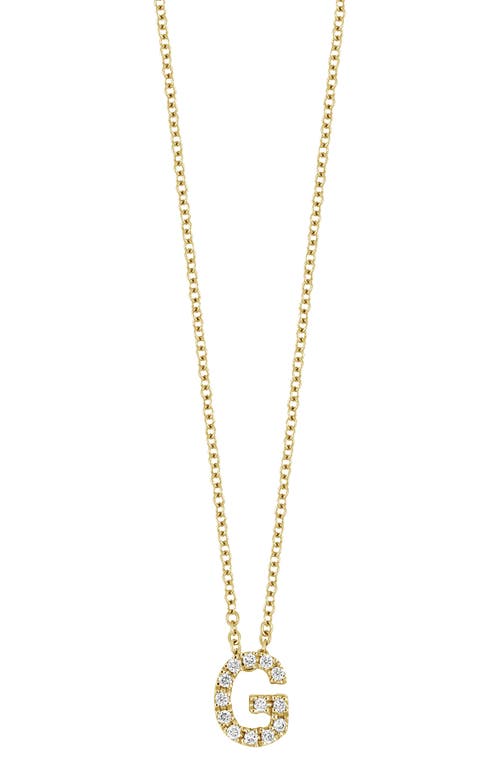 18k Gold Pavé Diamond Initial Pendant Necklace in Yellow Gold - G