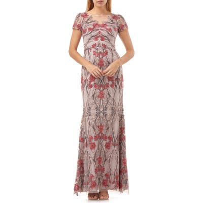 Js Collections Embroidered Lace Gown, Pink