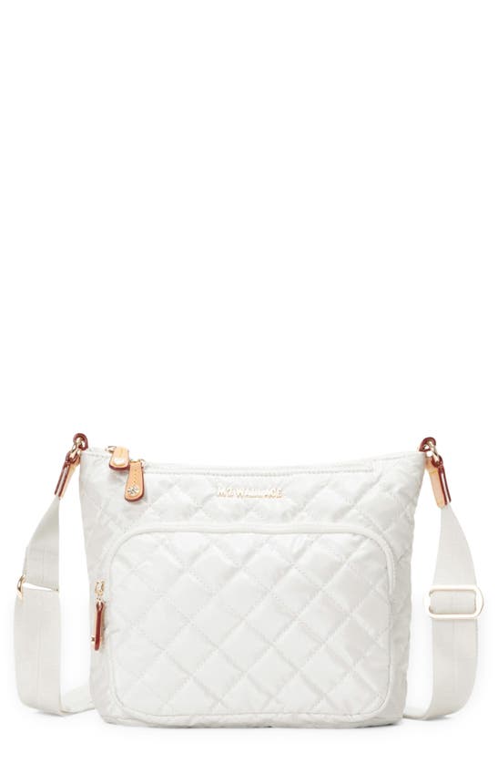 Mz Wallace Metro Scout Deluxe Quilted Nylon Crossbody Bag In Pearl Metallic/gold