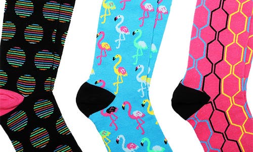 Unsimply Stitched 3-pack Assorted Graphic Crew Socks In Blue Multi