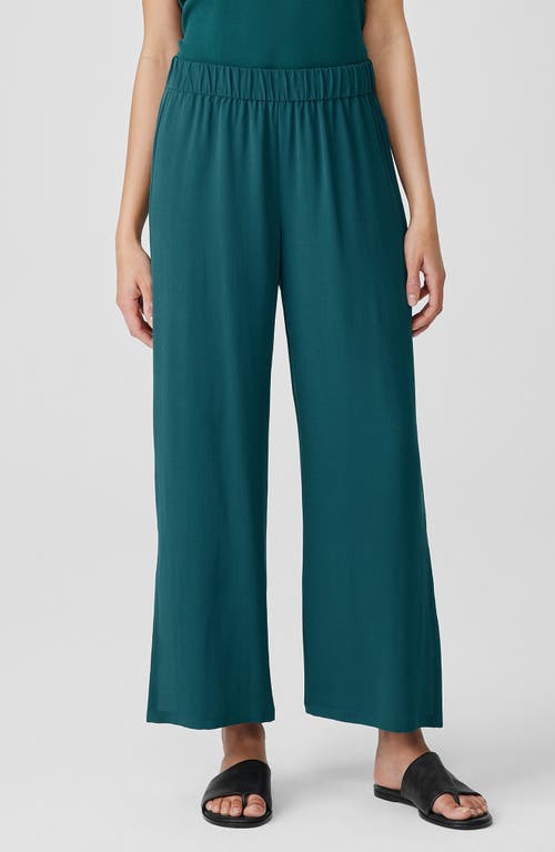 Eileen Fisher Silk Georgette Crepe Ankle Straight Leg Pants Aegean at Nordstrom,