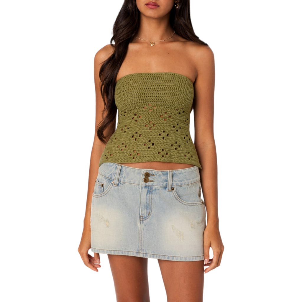 EDIKTED EDIKTED NIKI OPENWORK STRAPLESS TOP