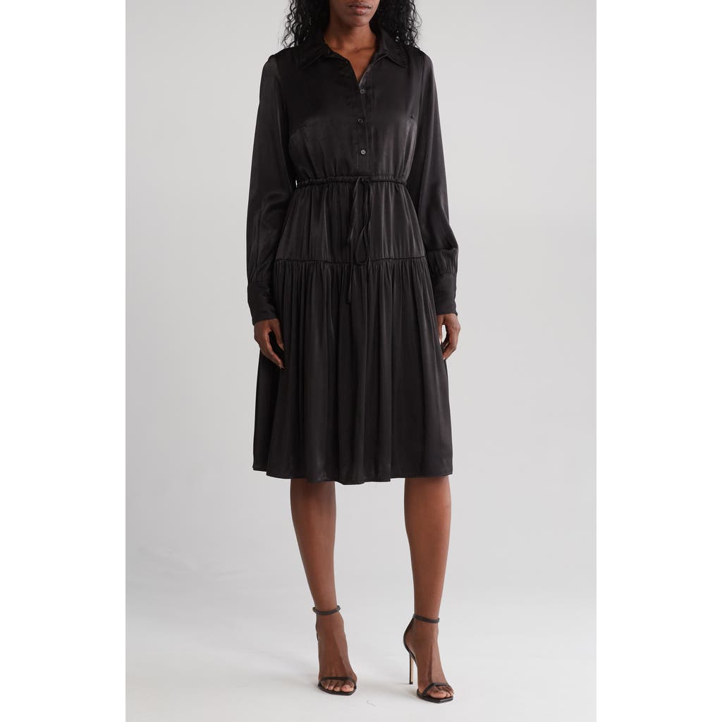 WISHLIST WISHLIST LONG SLEEVE TIERED SHIRTDRESS