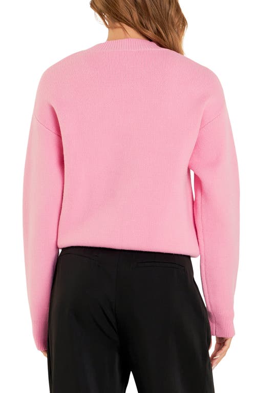 Shop English Factory Pompom Heart Sweater In Pink