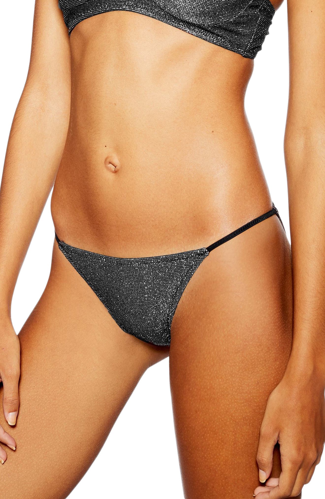 Topshop Metallic Tanga Bikini Bottoms, US (fits like 14) - Metallic