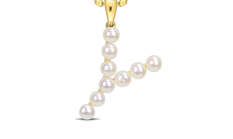 DELMAR DELMAR 3.5-4MM FRESHWATER CULTURED PEARL INITIAL PENDANT NECKLACE