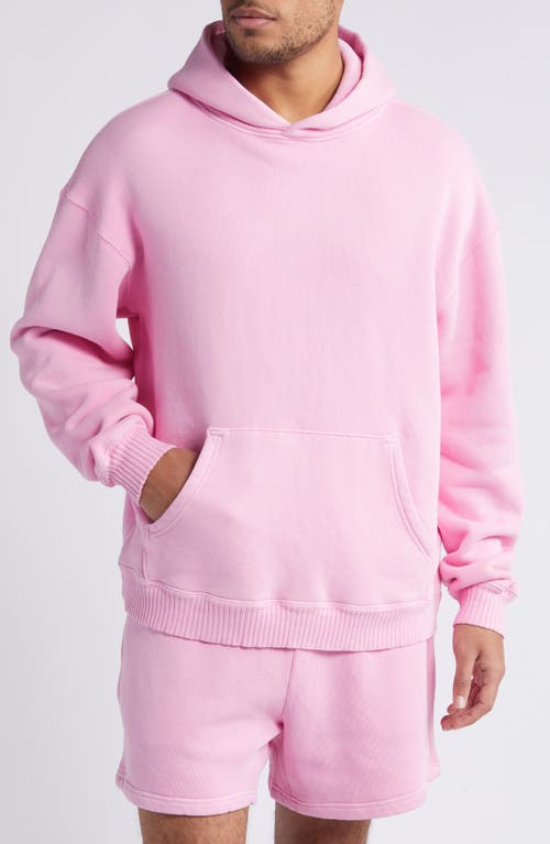 Core Oversize Organic Cotton Brushed Terry Hoodie in Vintage Pink