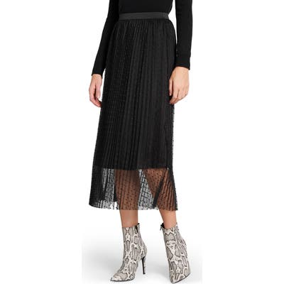 Plus Size Modcloth Pleated Dot Tulle Midi Skirt, Black