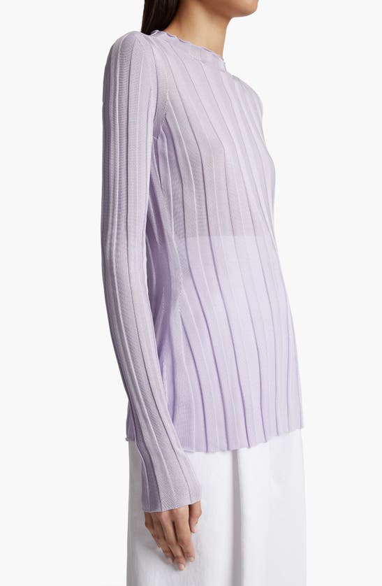 Shop Khaite Cosette Semisheer Silk Blend Rib Knit Top In Lavender