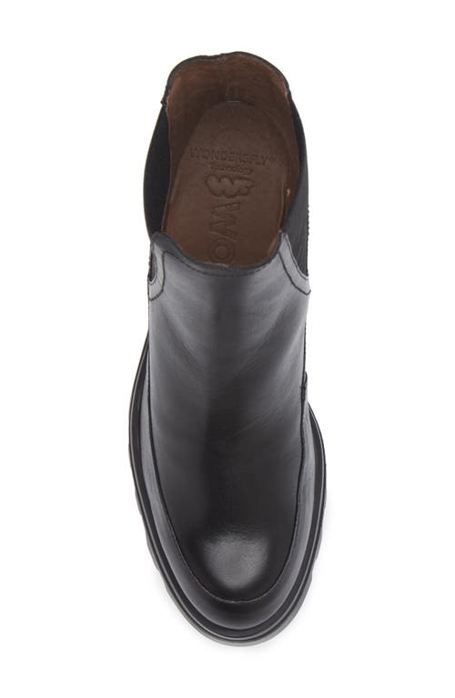Wonders Platform Wedge Chelsea Boot In Black Leather