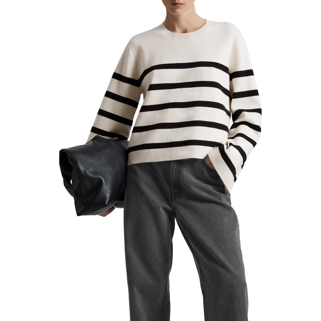 & Other Stories Crewneck Sweater In Off White/black Stripe