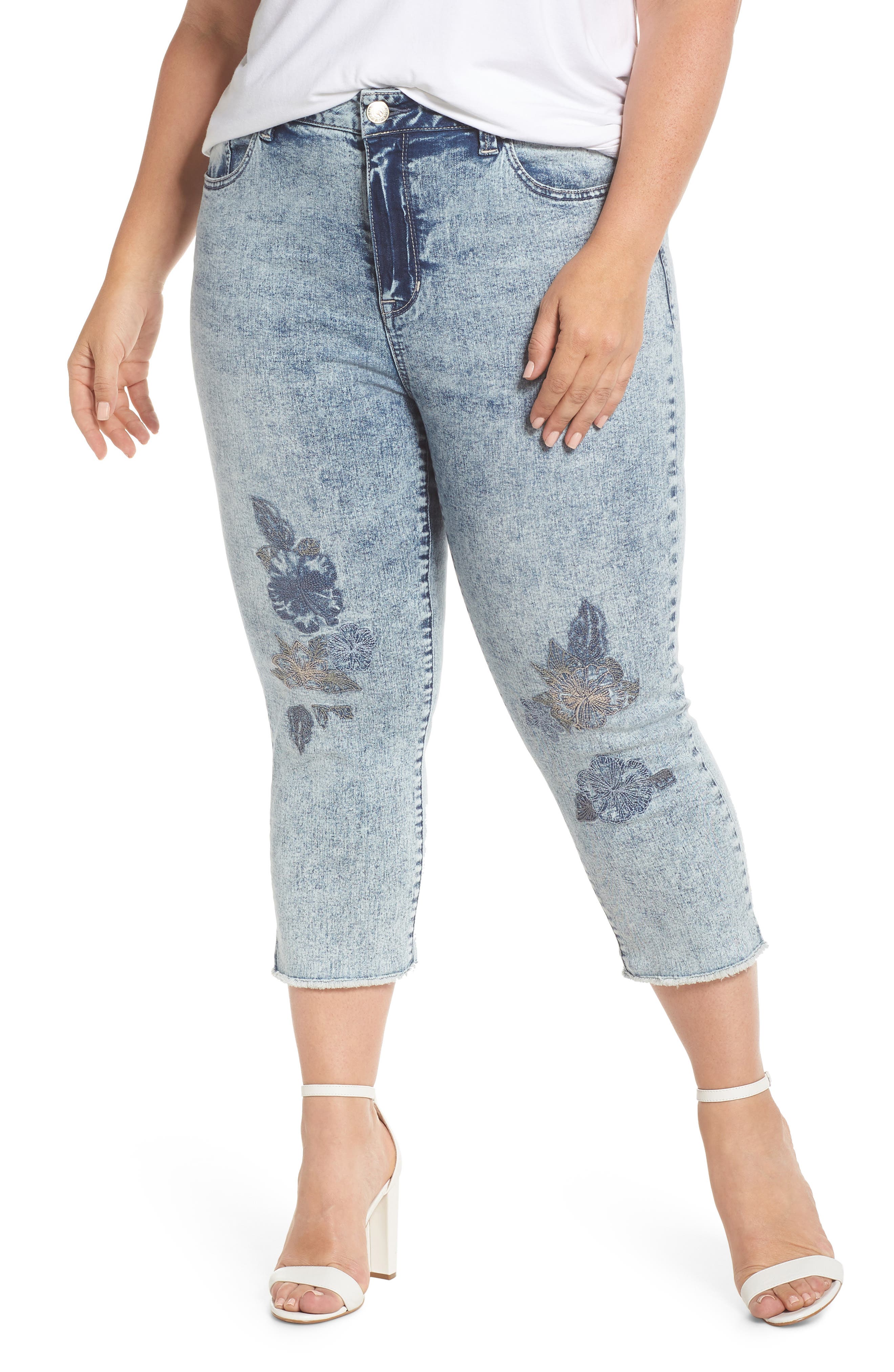 plus size embroidered skinny jeans
