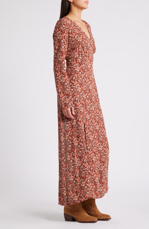 Shop Treasure & Bond Floral Long Sleeve Maxi Dress In Rust- Red George Floral