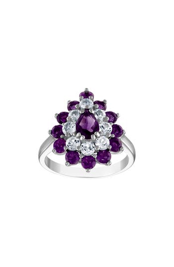 Shop Fzn Amethyst & Created White Sapphire Double Halo Ring