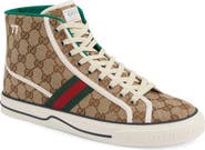 Tennis 1977 GG Linen Fabric High Top Sneakers