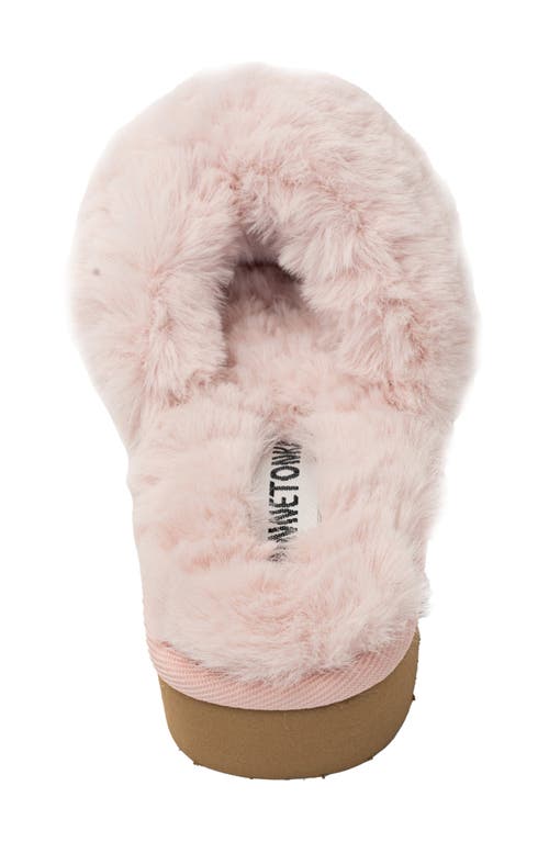 Shop Minnetonka Teddy 3 Faux Fur Slipper In Blush