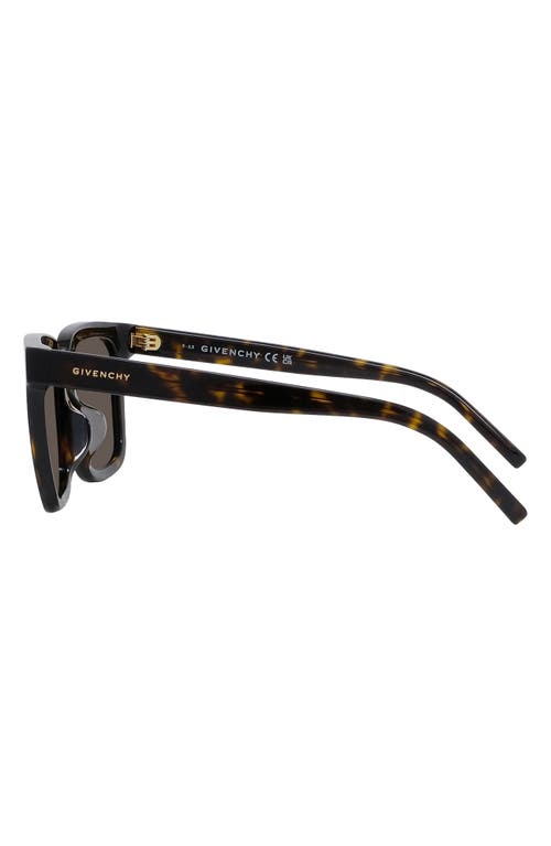 Givenchy Gv Day 53mm Rectangular Sunglasses In Dark Havana/brown