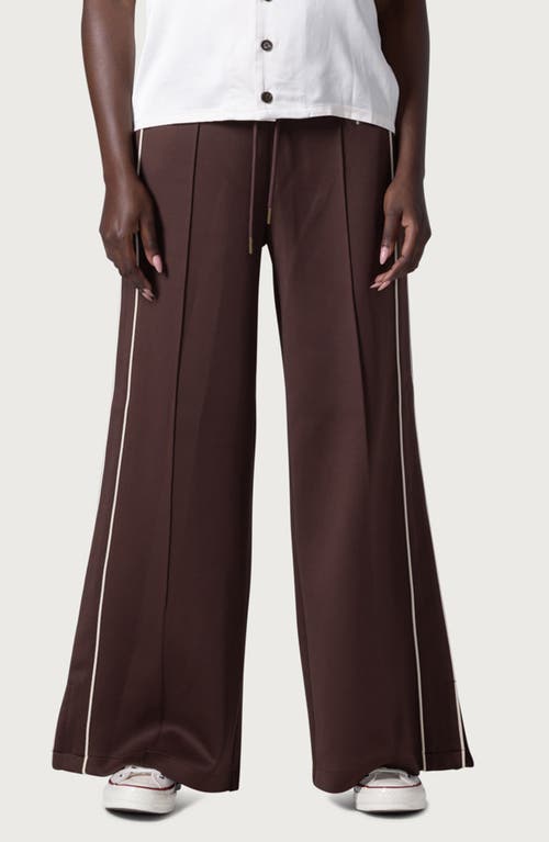 Shop Honor The Gift Piped Super Wide Leg Track Pants In Brown