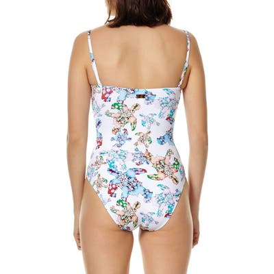 Vilebrequin Facette Watercolor Turtle One-Piece Swimsuit, White