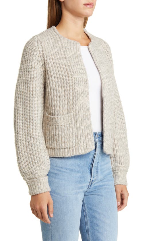 Wit & Wisdom Marled Blouson Sleeve Cardigan In Heather Mocha