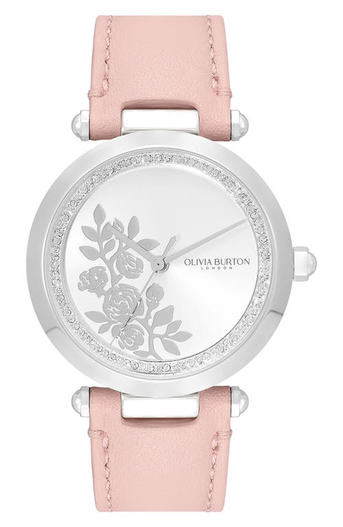 Olivia Burton Signature Florals Leather Strap Watch, 34mm in Pink 