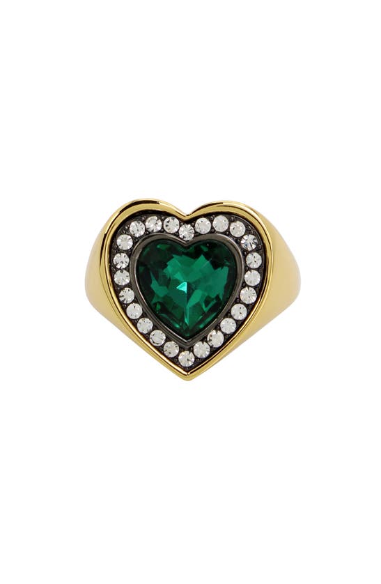 Shop Kurt Geiger London Heart Halo Cocktail Ring In Green