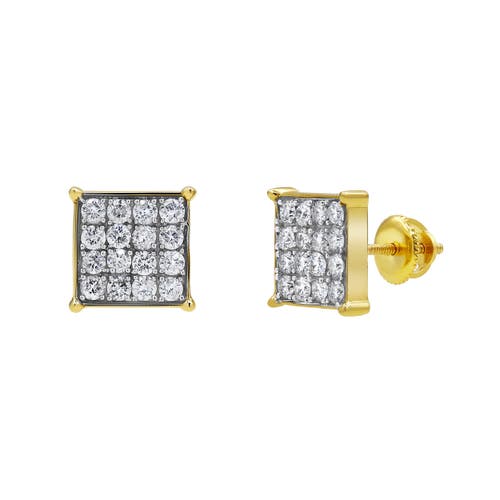 Luvmyjewelry Vip Room 14k Yellow Gold Diamond Stud Earrings In 14k Yellow Gold