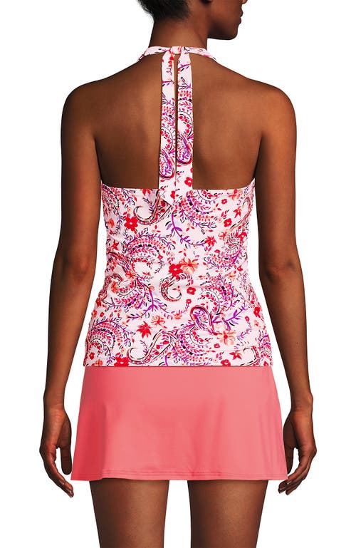 Shop Lands' End Chlorine Resistant Square Neck Halter Tankini Swimsuit Top In Wood Lily Multi Floral Paisley