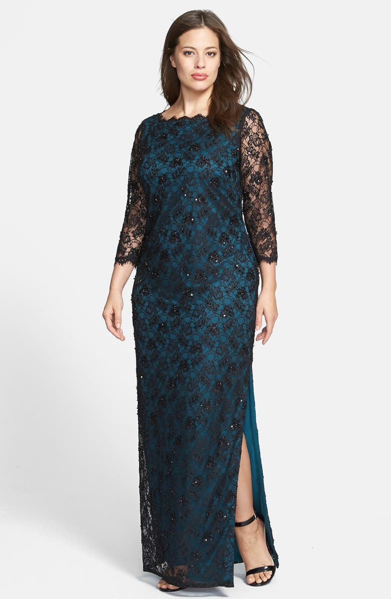 Adrianna Papell Embellished Lace Gown (Plus Size) | Nordstrom