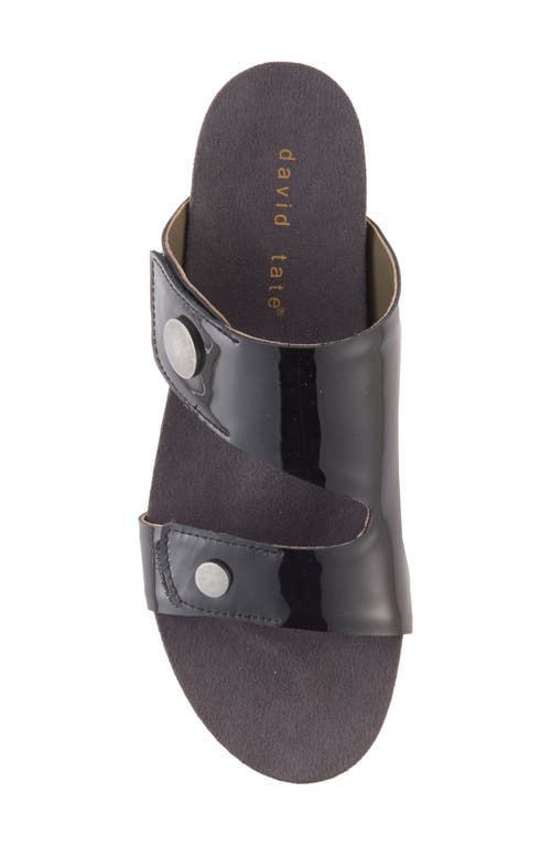 David Tate Elena Wedge Slide Sandal In Black Patent