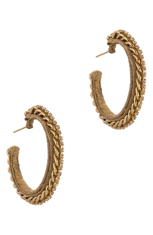 Elena Crystal Hoop Earrings in Gold
