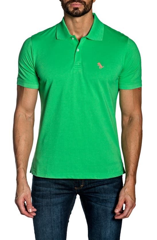 Jared Lang Men's Dino Knit Pima Cotton Polo Shirt In Green