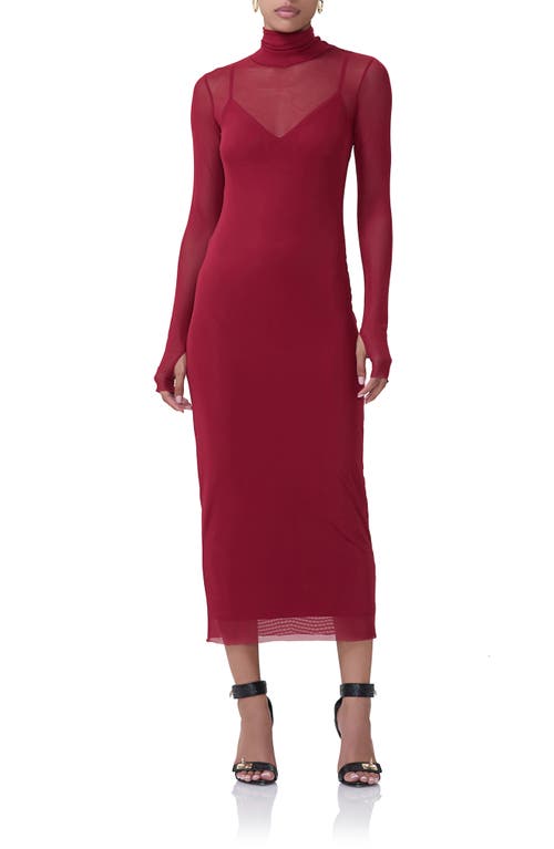 AFRM AFRM SHAILENE LONG SLEEVE TURTLENECK MESH DRESS 