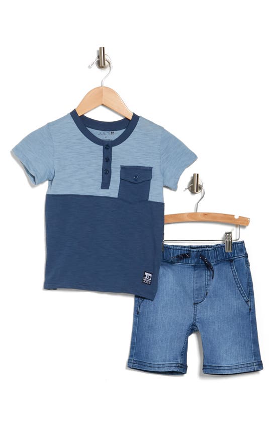 Shop Joe's Kids' Henley & Pull-on Shorts Set In Deb- Deep Blue