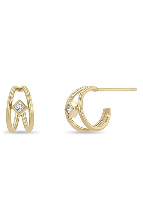 Zoë Chicco Diamond Double Wire Hoop Earrings in Yellow Gold at Nordstrom