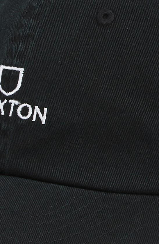 Shop Brixton Alpha Adjustable Cotton Baseball Cap In Black/ White Vintage Wash