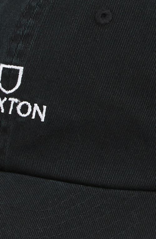 Shop Brixton Alpha Adjustable Cotton Baseball Cap In Black/white Vintage Wash