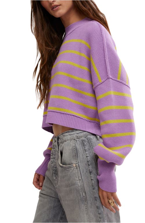 Shop Free People Easy Street Stripe Rib Crop Sweater In Iris Orchid Combo