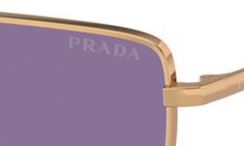 Shop Prada 59mm Rectangular Sunglasses In Brass/ Purple